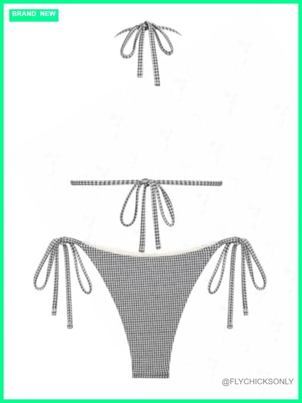 Textured Halter Triangle Tie Side Bikini Set with Removable Pads
